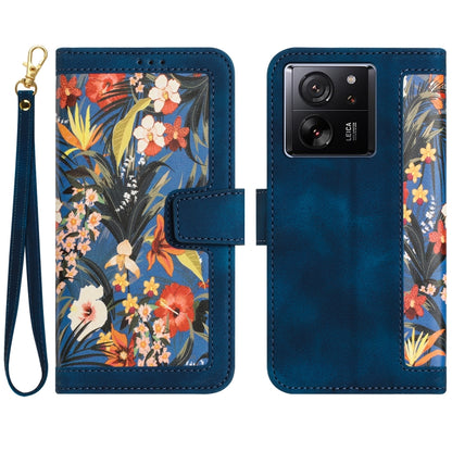 Floral Pattern Leather Phone Case with Lanyard, For Xiaomi 17T 5G, For Xiaomi 17 Ultra, For Xiaomi 15 Pro, For Xiaomi 15, For Xiaomi 14T Pro, For Xiaomi 14T, For Xiaomi 13T