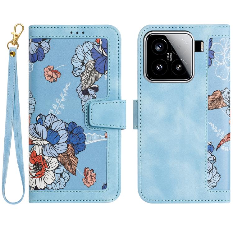 Floral Pattern Leather Phone Case with Lanyard, For Xiaomi 17T 5G, For Xiaomi 17 Ultra, For Xiaomi 15 Pro, For Xiaomi 15, For Xiaomi 14T Pro, For Xiaomi 14T, For Xiaomi 13T