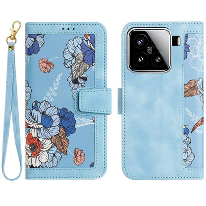 Floral Pattern Leather Phone Case with Lanyard, For Xiaomi 17T 5G, For Xiaomi 17 Ultra, For Xiaomi 15 Pro, For Xiaomi 15, For Xiaomi 14T Pro, For Xiaomi 14T, For Xiaomi 13T
