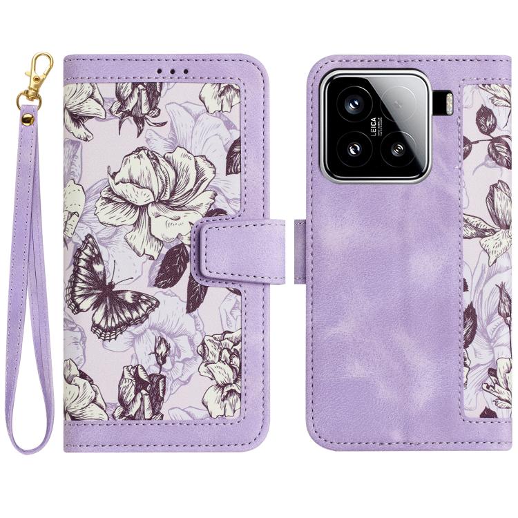 Floral Pattern Leather Phone Case with Lanyard, For Xiaomi 17T 5G, For Xiaomi 17 Ultra, For Xiaomi 15 Pro, For Xiaomi 15, For Xiaomi 14T Pro, For Xiaomi 14T, For Xiaomi 13T