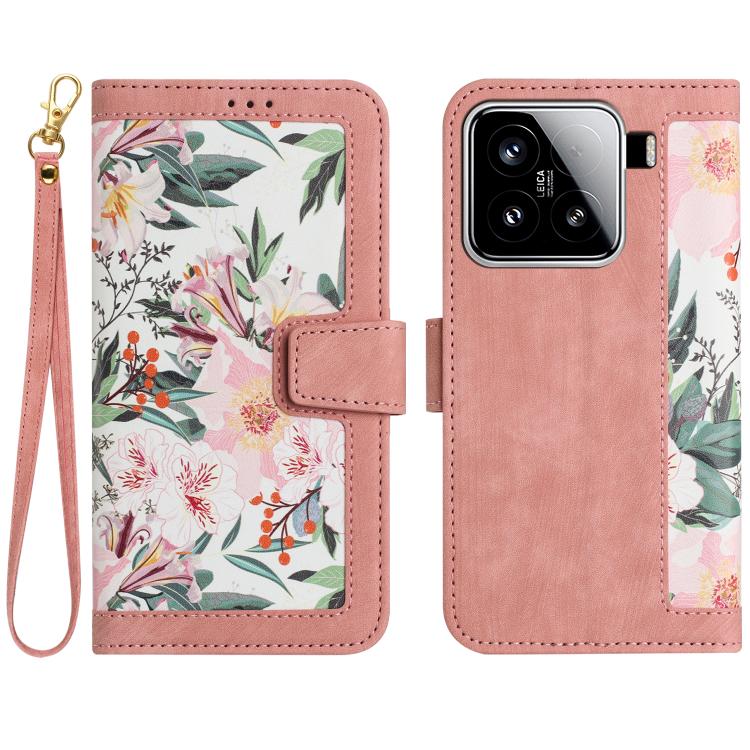 Floral Pattern Leather Phone Case with Lanyard, For Xiaomi 17T 5G, For Xiaomi 17 Ultra, For Xiaomi 15 Pro, For Xiaomi 15, For Xiaomi 14T Pro, For Xiaomi 14T, For Xiaomi 13T