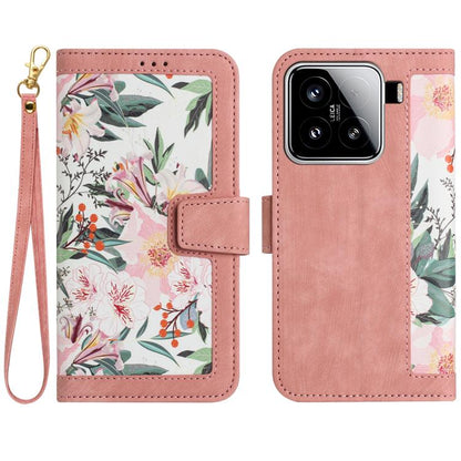 Floral Pattern Leather Phone Case with Lanyard, For Xiaomi 17T 5G, For Xiaomi 17 Ultra, For Xiaomi 15 Pro, For Xiaomi 15, For Xiaomi 14T Pro, For Xiaomi 14T, For Xiaomi 13T