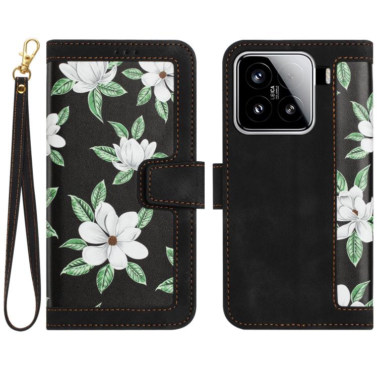 Floral Pattern Leather Phone Case with Lanyard, For Xiaomi 17T 5G, For Xiaomi 17 Ultra, For Xiaomi 15 Pro, For Xiaomi 15, For Xiaomi 14T Pro, For Xiaomi 14T, For Xiaomi 13T