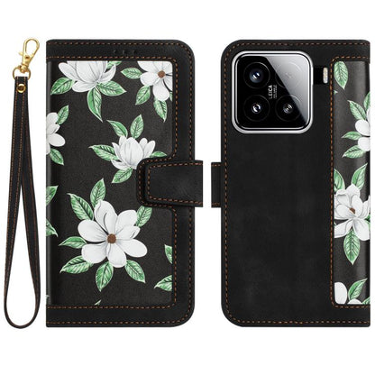 Floral Pattern Leather Phone Case with Lanyard, For Xiaomi 17T 5G, For Xiaomi 17 Ultra, For Xiaomi 15 Pro, For Xiaomi 15, For Xiaomi 14T Pro, For Xiaomi 14T, For Xiaomi 13T