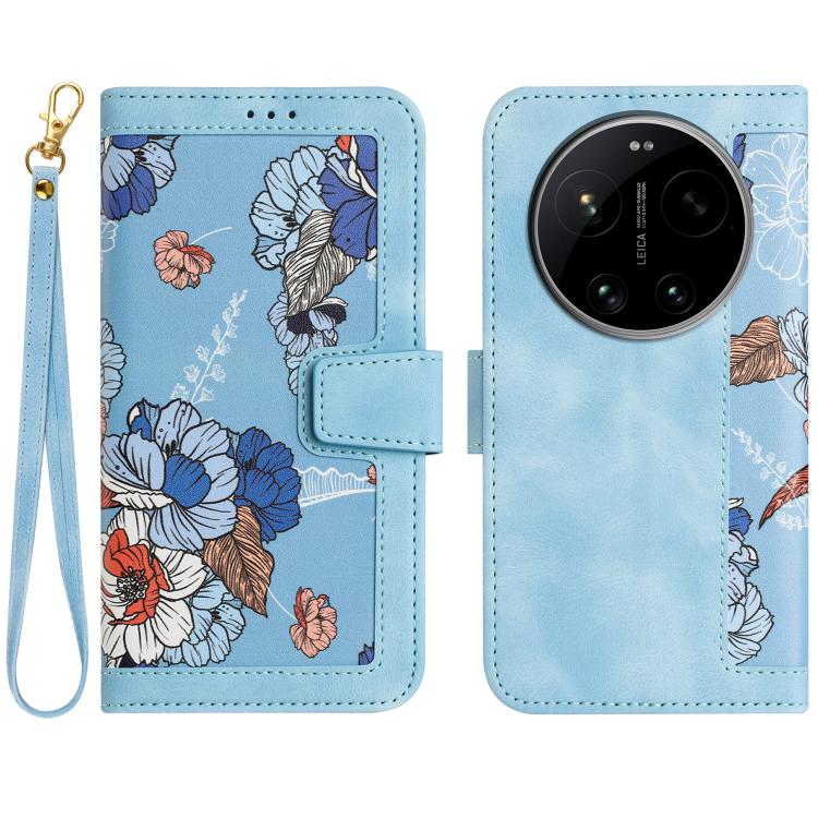 Floral Pattern Leather Phone Case with Lanyard, For Xiaomi 17T 5G, For Xiaomi 17 Ultra, For Xiaomi 15 Pro, For Xiaomi 15, For Xiaomi 14T Pro, For Xiaomi 14T, For Xiaomi 13T