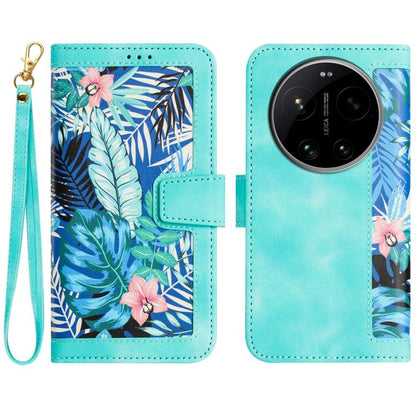 Floral Pattern Leather Phone Case with Lanyard, For Xiaomi 17T 5G, For Xiaomi 17 Ultra, For Xiaomi 15 Pro, For Xiaomi 15, For Xiaomi 14T Pro, For Xiaomi 14T, For Xiaomi 13T