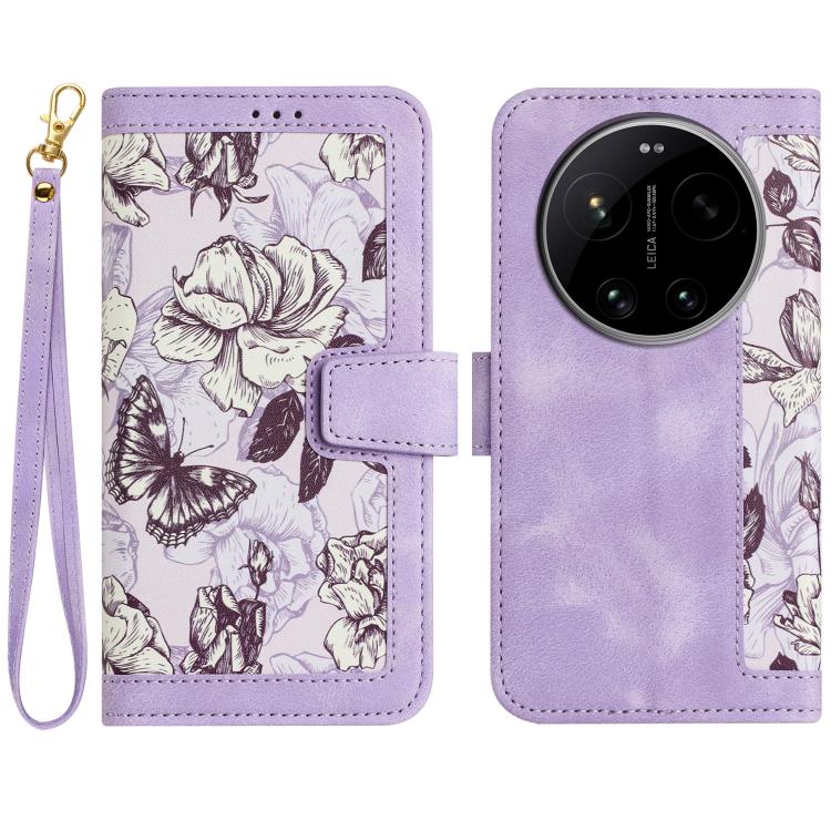 Floral Pattern Leather Phone Case with Lanyard, For Xiaomi 17T 5G, For Xiaomi 17 Ultra, For Xiaomi 15 Pro, For Xiaomi 15, For Xiaomi 14T Pro, For Xiaomi 14T, For Xiaomi 13T