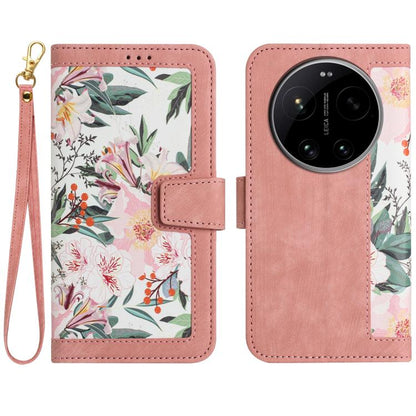 Floral Pattern Leather Phone Case with Lanyard, For Xiaomi 17T 5G, For Xiaomi 17 Ultra, For Xiaomi 15 Pro, For Xiaomi 15, For Xiaomi 14T Pro, For Xiaomi 14T, For Xiaomi 13T