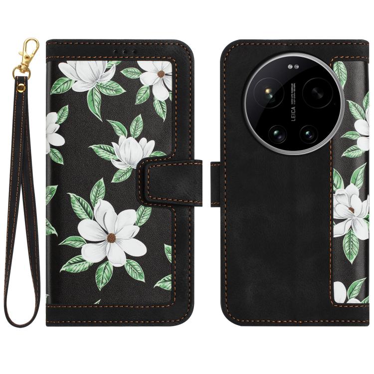 Floral Pattern Leather Phone Case with Lanyard, For Xiaomi 17T 5G, For Xiaomi 17 Ultra, For Xiaomi 15 Pro, For Xiaomi 15, For Xiaomi 14T Pro, For Xiaomi 14T, For Xiaomi 13T