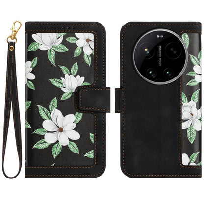 Floral Pattern Leather Phone Case with Lanyard, For Xiaomi 17T 5G, For Xiaomi 17 Ultra, For Xiaomi 15 Pro, For Xiaomi 15, For Xiaomi 14T Pro, For Xiaomi 14T, For Xiaomi 13T