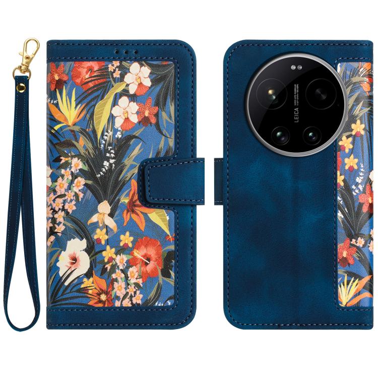 Floral Pattern Leather Phone Case with Lanyard, For Xiaomi 17T 5G, For Xiaomi 17 Ultra, For Xiaomi 15 Pro, For Xiaomi 15, For Xiaomi 14T Pro, For Xiaomi 14T, For Xiaomi 13T