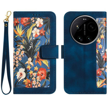 Floral Pattern Leather Phone Case with Lanyard, For Xiaomi 17T 5G, For Xiaomi 17 Ultra, For Xiaomi 15 Pro, For Xiaomi 15, For Xiaomi 14T Pro, For Xiaomi 14T, For Xiaomi 13T