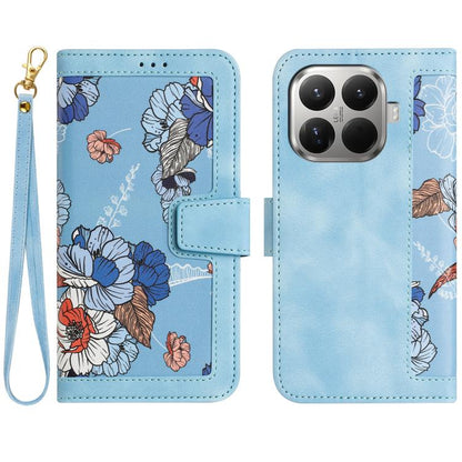 Floral Pattern Leather Phone Case with Lanyard, For Xiaomi 17T 5G, For Xiaomi 17 Ultra, For Xiaomi 15 Pro, For Xiaomi 15, For Xiaomi 14T Pro, For Xiaomi 14T, For Xiaomi 13T