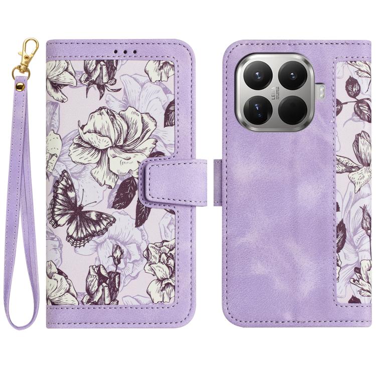 Floral Pattern Leather Phone Case with Lanyard, For Xiaomi 17T 5G, For Xiaomi 17 Ultra, For Xiaomi 15 Pro, For Xiaomi 15, For Xiaomi 14T Pro, For Xiaomi 14T, For Xiaomi 13T