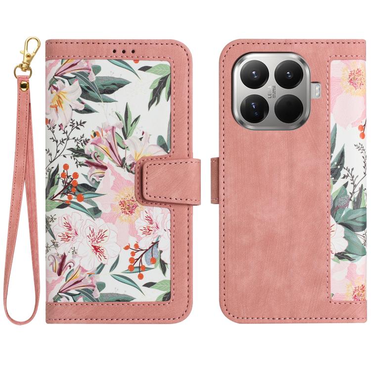 Floral Pattern Leather Phone Case with Lanyard, For Xiaomi 17T 5G, For Xiaomi 17 Ultra, For Xiaomi 15 Pro, For Xiaomi 15, For Xiaomi 14T Pro, For Xiaomi 14T, For Xiaomi 13T