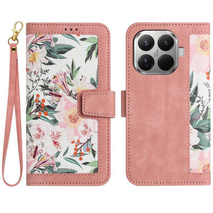 Floral Pattern Leather Phone Case with Lanyard, For Xiaomi 17T 5G, For Xiaomi 17 Ultra, For Xiaomi 15 Pro, For Xiaomi 15, For Xiaomi 14T Pro, For Xiaomi 14T, For Xiaomi 13T