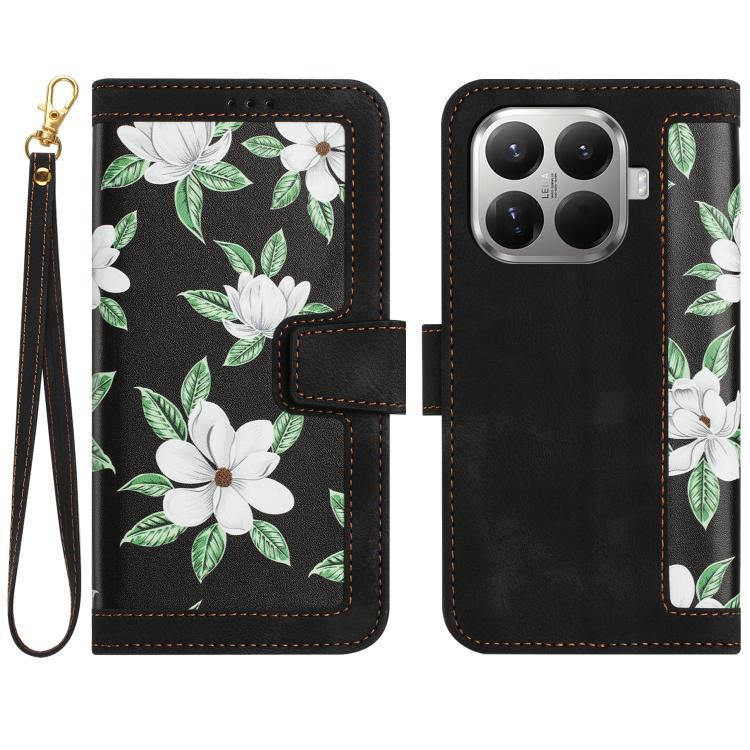 Floral Pattern Leather Phone Case with Lanyard, For Xiaomi 17T 5G, For Xiaomi 17 Ultra, For Xiaomi 15 Pro, For Xiaomi 15, For Xiaomi 14T Pro, For Xiaomi 14T, For Xiaomi 13T