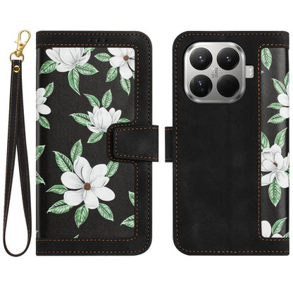 Floral Pattern Leather Phone Case with Lanyard, For Xiaomi 17T 5G, For Xiaomi 17 Ultra, For Xiaomi 15 Pro, For Xiaomi 15, For Xiaomi 14T Pro, For Xiaomi 14T, For Xiaomi 13T