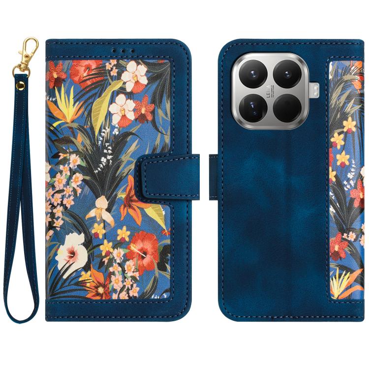 Floral Pattern Leather Phone Case with Lanyard, For Xiaomi 17T 5G, For Xiaomi 17 Ultra, For Xiaomi 15 Pro, For Xiaomi 15, For Xiaomi 14T Pro, For Xiaomi 14T, For Xiaomi 13T