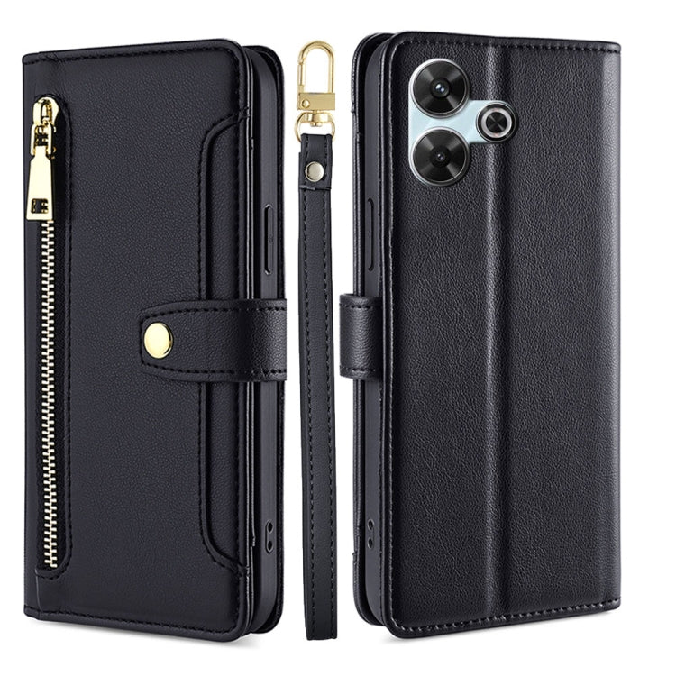 Sheep Texture Cross-body Zipper Wallet Leather Phone Case, For Redmi Note 14 5G, For Redmi Note 14 Pro 5G, For Redmi 14C 4G, For Redmi 13 4G