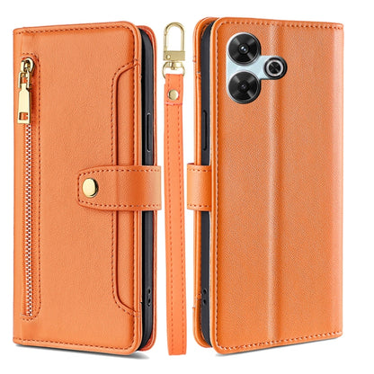 Sheep Texture Cross-body Zipper Wallet Leather Phone Case, For Redmi Note 14 5G, For Redmi Note 14 Pro 5G, For Redmi 14C 4G, For Redmi 13 4G