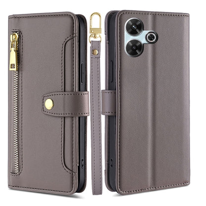 Sheep Texture Cross-body Zipper Wallet Leather Phone Case, For Redmi Note 14 5G, For Redmi Note 14 Pro 5G, For Redmi 14C 4G, For Redmi 13 4G