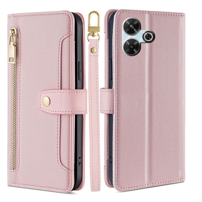 Sheep Texture Cross-body Zipper Wallet Leather Phone Case, For Redmi Note 14 5G, For Redmi Note 14 Pro 5G, For Redmi 14C 4G, For Redmi 13 4G