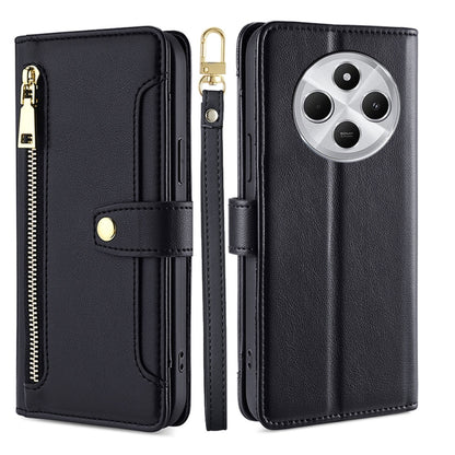Sheep Texture Cross-body Zipper Wallet Leather Phone Case, For Redmi Note 14 5G, For Redmi Note 14 Pro 5G, For Redmi 14C 4G, For Redmi 13 4G