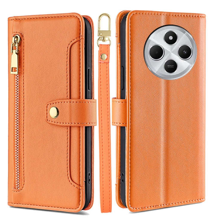 Sheep Texture Cross-body Zipper Wallet Leather Phone Case, For Redmi Note 14 5G, For Redmi Note 14 Pro 5G, For Redmi 14C 4G, For Redmi 13 4G