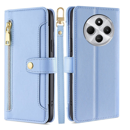 Sheep Texture Cross-body Zipper Wallet Leather Phone Case, For Redmi Note 14 5G, For Redmi Note 14 Pro 5G, For Redmi 14C 4G, For Redmi 13 4G
