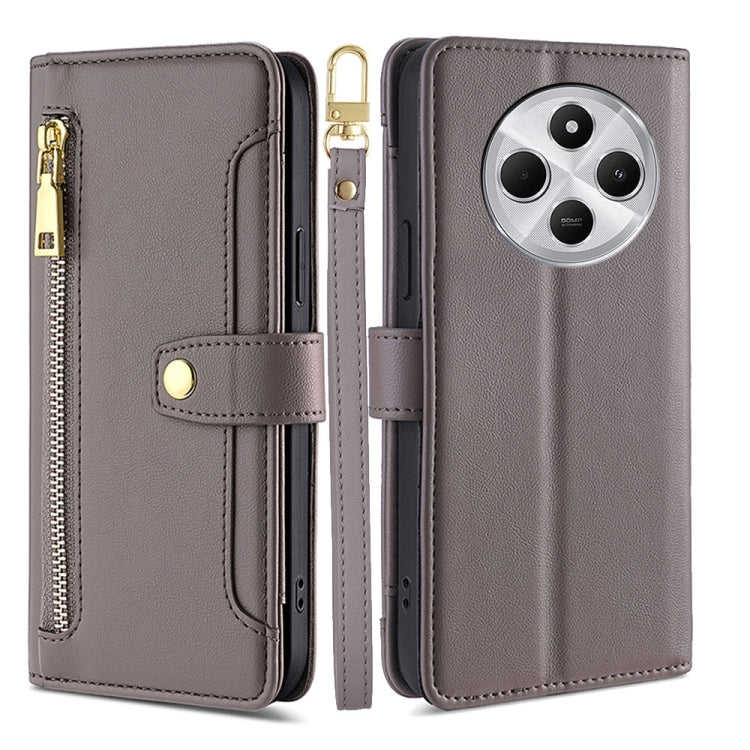 Sheep Texture Cross-body Zipper Wallet Leather Phone Case, For Redmi Note 14 5G, For Redmi Note 14 Pro 5G, For Redmi 14C 4G, For Redmi 13 4G