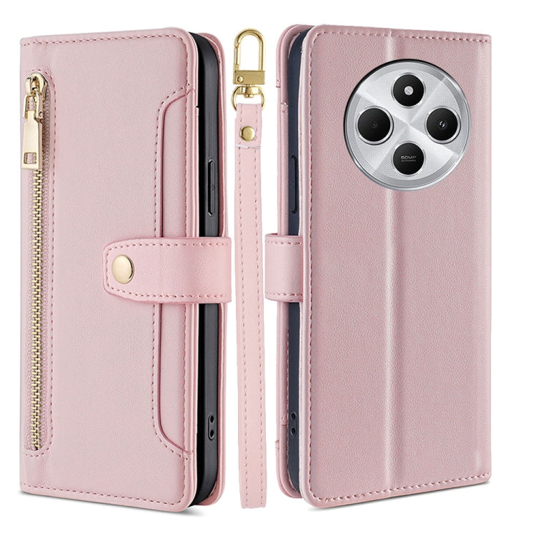 Sheep Texture Cross-body Zipper Wallet Leather Phone Case, For Redmi Note 14 5G, For Redmi Note 14 Pro 5G, For Redmi 14C 4G, For Redmi 13 4G