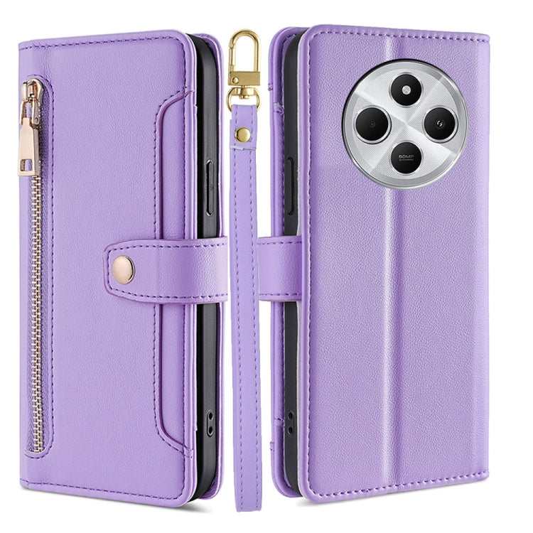 Sheep Texture Cross-body Zipper Wallet Leather Phone Case, For Redmi Note 14 5G, For Redmi Note 14 Pro 5G, For Redmi 14C 4G, For Redmi 13 4G
