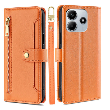 Sheep Texture Cross-body Zipper Wallet Leather Phone Case, For Redmi Note 14 5G, For Redmi Note 14 Pro 5G, For Redmi 14C 4G, For Redmi 13 4G