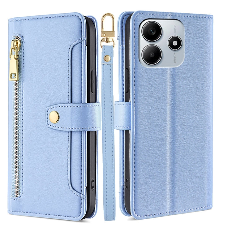 Sheep Texture Cross-body Zipper Wallet Leather Phone Case, For Redmi Note 14 5G, For Redmi Note 14 Pro 5G, For Redmi 14C 4G, For Redmi 13 4G
