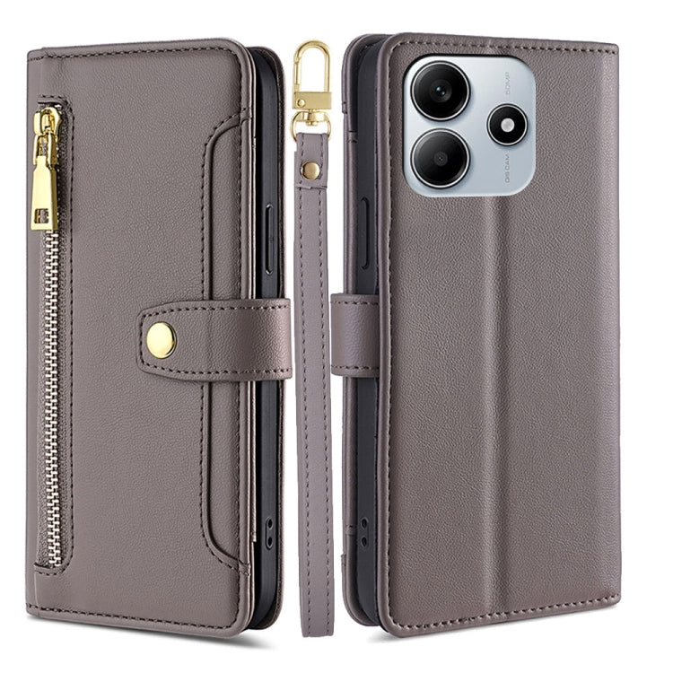Sheep Texture Cross-body Zipper Wallet Leather Phone Case, For Redmi Note 14 5G, For Redmi Note 14 Pro 5G, For Redmi 14C 4G, For Redmi 13 4G
