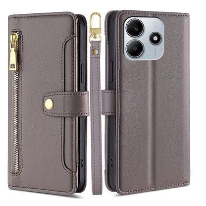 Sheep Texture Cross-body Zipper Wallet Leather Phone Case, For Redmi Note 14 5G, For Redmi Note 14 Pro 5G, For Redmi 14C 4G, For Redmi 13 4G