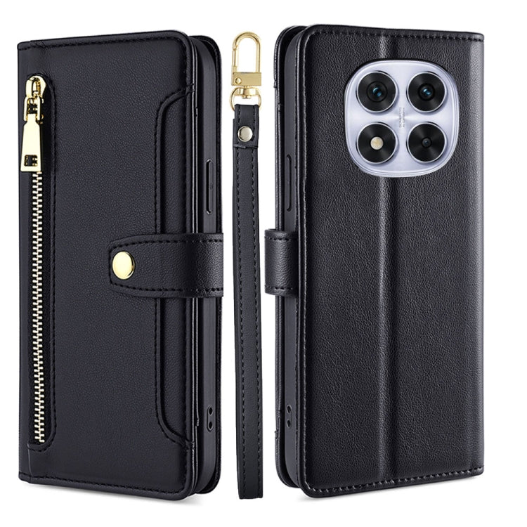 Sheep Texture Cross-body Zipper Wallet Leather Phone Case, For Redmi Note 14 5G, For Redmi Note 14 Pro 5G, For Redmi 14C 4G, For Redmi 13 4G