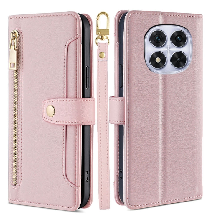 Sheep Texture Cross-body Zipper Wallet Leather Phone Case, For Redmi Note 14 5G, For Redmi Note 14 Pro 5G, For Redmi 14C 4G, For Redmi 13 4G
