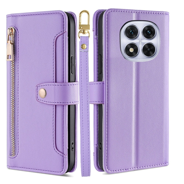 Sheep Texture Cross-body Zipper Wallet Leather Phone Case, For Redmi Note 14 5G, For Redmi Note 14 Pro 5G, For Redmi 14C 4G, For Redmi 13 4G