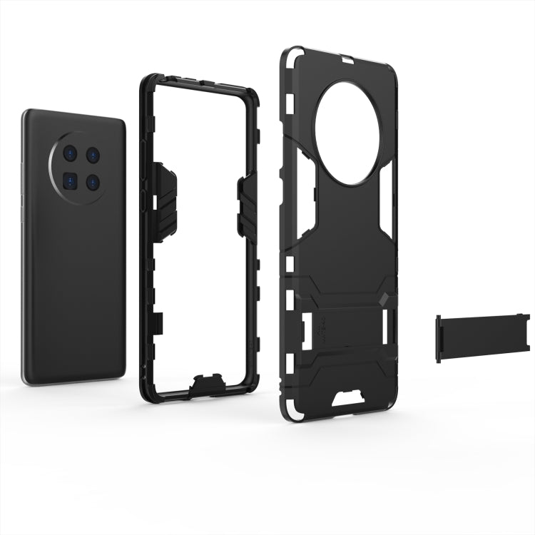 Black shockproof phone case parts: back shell, frame, and screen-edge cover