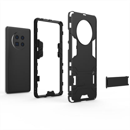 Black shockproof phone case parts: back shell, frame, and screen-edge cover