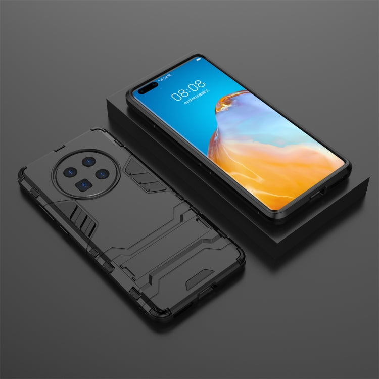Black shockproof protective phone case with built-in camera guard and bumper frame