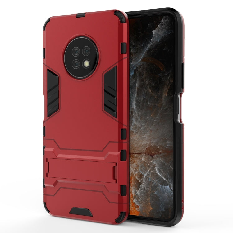Red shockproof phone case with rugged bumper frame and camera guard