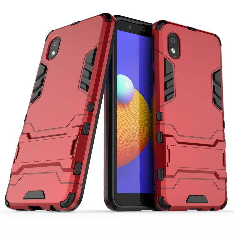 Rugged phone case, dual-layer armor, red with raised corners and camera cutouts