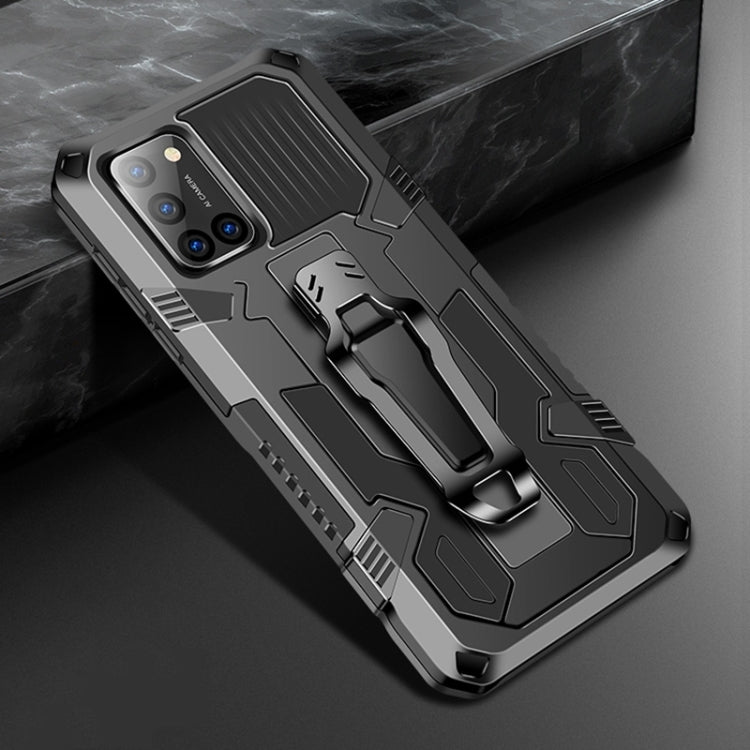 Rugged shockproof phone case with dark grey armor panel, TPU+PC, belt clip and kickstand