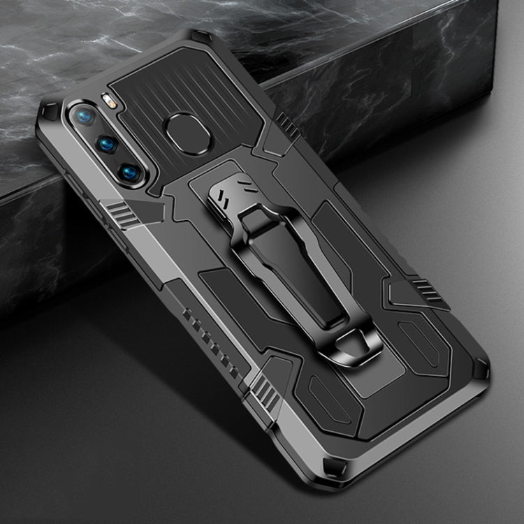 Rugged shockproof phone case with black armor panel, TPU+PC, belt clip and kickstand