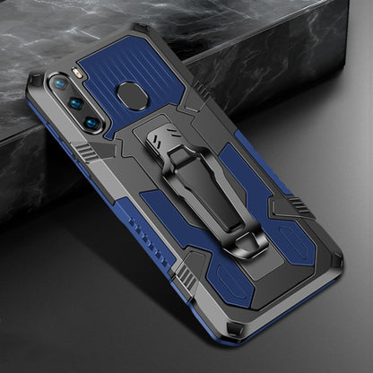 Rugged shockproof phone case with royal blue armor panel, TPU+PC, belt clip and kickstand