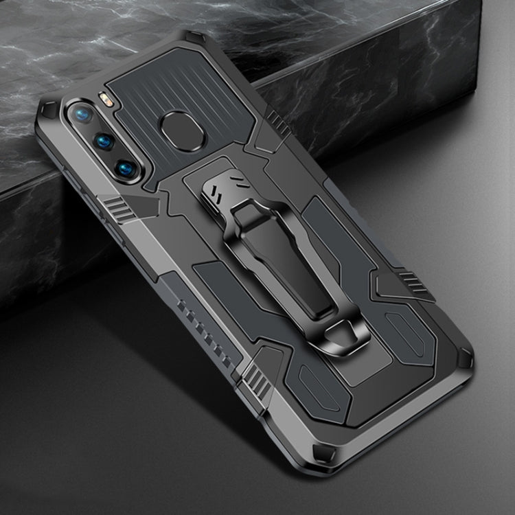 Rugged shockproof phone case with light grey armor panel, TPU+PC, belt clip and kickstand
