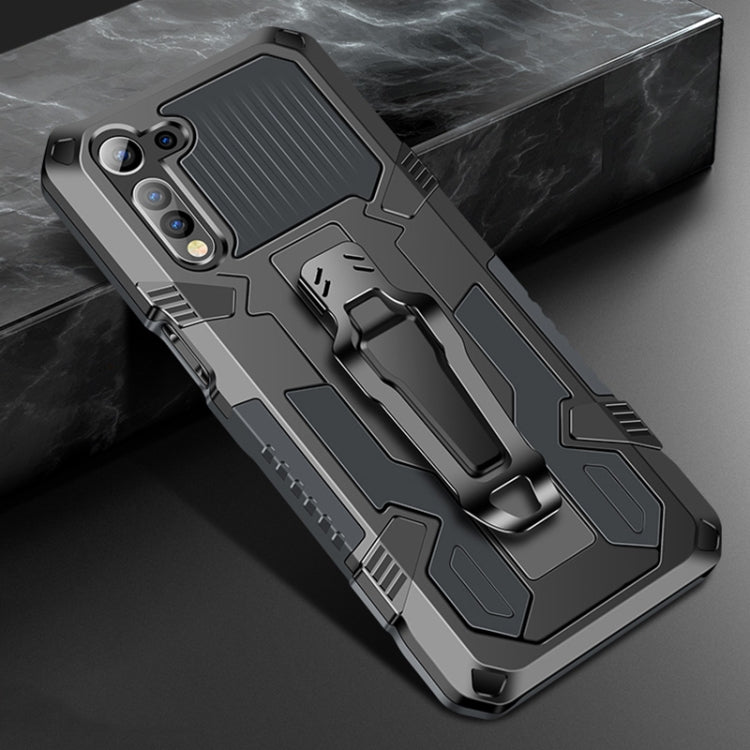 Rugged shockproof phone case in gray with built-in kickstand and impact-protection style